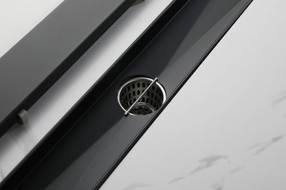 24 Inches Linear Shower Drain with Removable Cover, 304 Stainless Shower Drain Included Hair Strainer and Leveling Feet, image 3