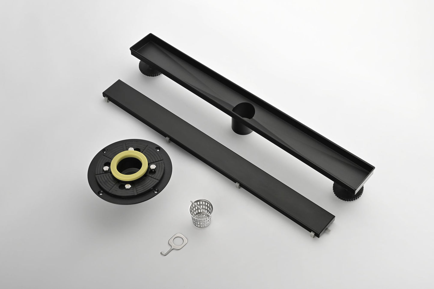 24 Inches Linear Shower Drain with Removable Cover, 304 Stainless Shower Drain Included Hair Strainer and Leveling Feet, image 12