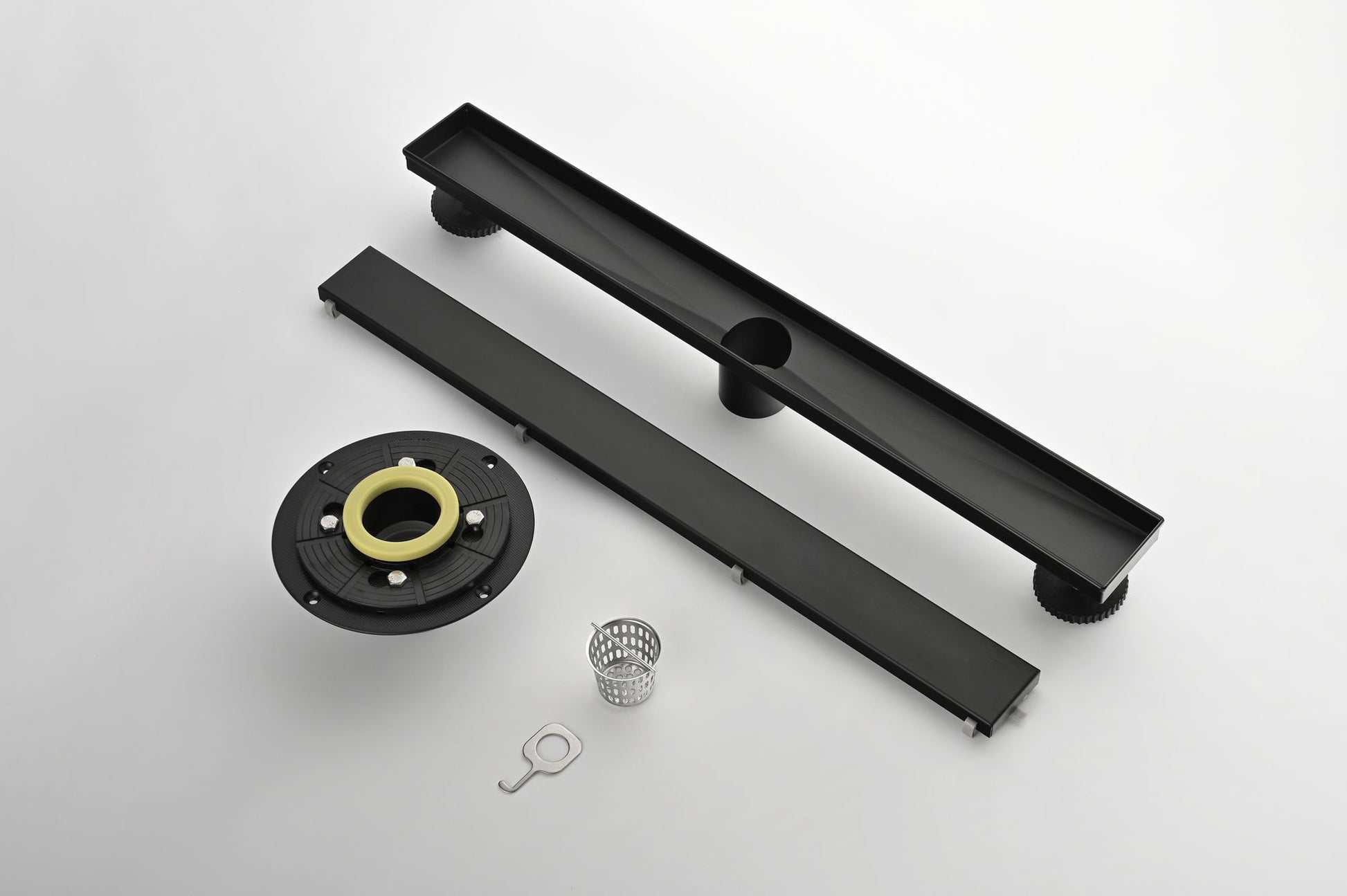 24 Inches Linear Shower Drain with Removable Cover, 304 Stainless Shower Drain Included Hair Strainer and Leveling Feet, image 12
