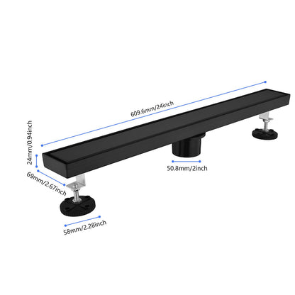 24 Inches Linear Shower Drain with Removable Cover, 304 Stainless Shower Drain Included Hair Strainer and Leveling Feet image 7