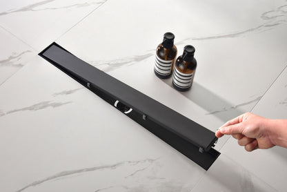 24 Inches Linear Shower Drain with Removable Cover, 304 Stainless Shower Drain Included Hair Strainer and Leveling Feet image 6