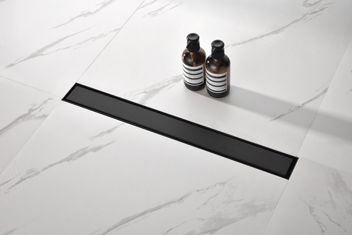 24 Inches Linear Shower Drain with Removable Cover, 304 Stainless Shower Drain Included Hair Strainer and Leveling Feet image 1