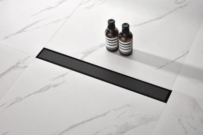 24 Inches Linear Shower Drain with Removable Cover, 304 Stainless Shower Drain Included Hair Strainer and Leveling Feet image 1