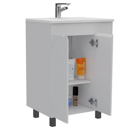 24" Meka Vanity, Two External Shelves, Double Door Cabinet -White image 6
