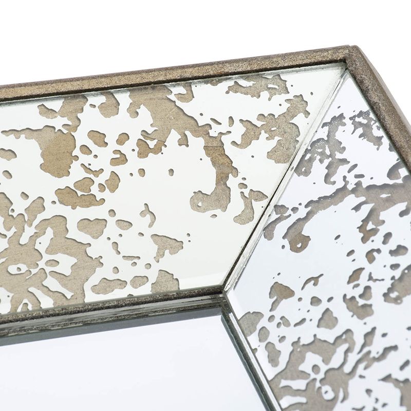 24" x 15" Antique Silver Rectangle Mirror with Floral Accents, Mirrored Display Tray, Hanging Wall Mirror image 13