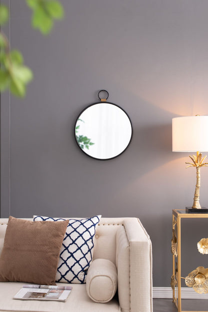 24x27 wall mirror with black frame contemporary minimalist accent mirror for living room front view