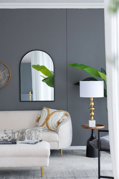 24" x 36" Black Arched Mirror with Metal Frame, Wall Mirror for Living Room Bedroom Entryway image 3