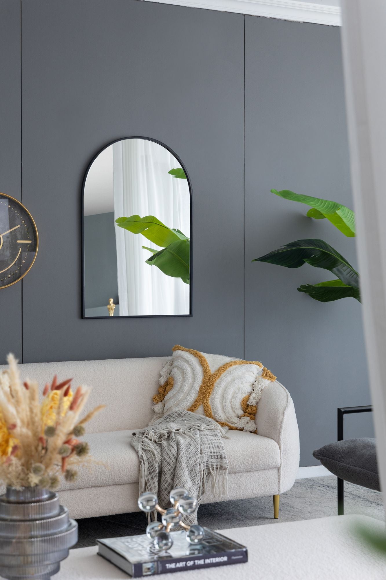 24" x 36" Black Arched Mirror with Metal Frame, Wall Mirror for Living Room Bedroom Entryway image 8
