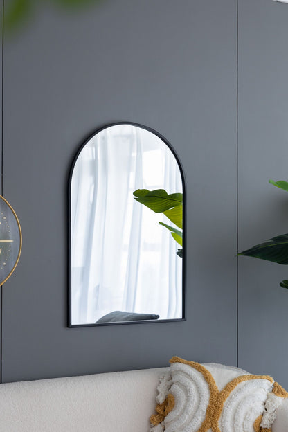 24" x 36" Black Arched Mirror with Metal Frame, Wall Mirror for Living Room Bedroom Entryway image 9