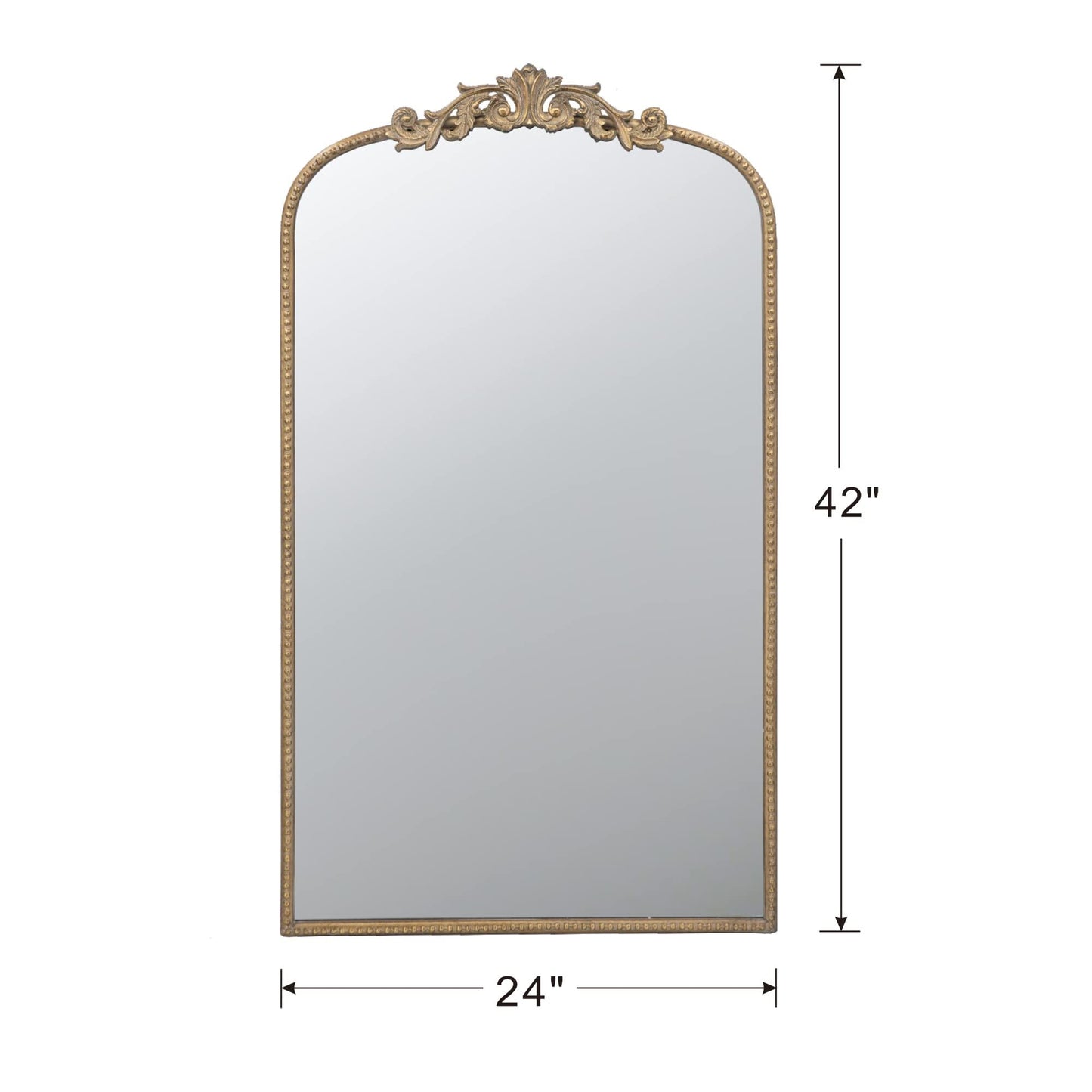 Gold arch mirror 24x42 baroque inspired wall decor - full room setting