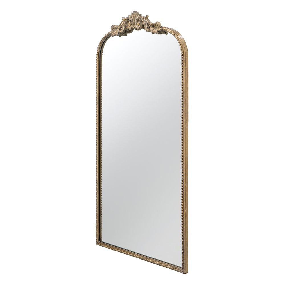 Gold arch mirror 24x42 baroque inspired wall decor - close up of frame