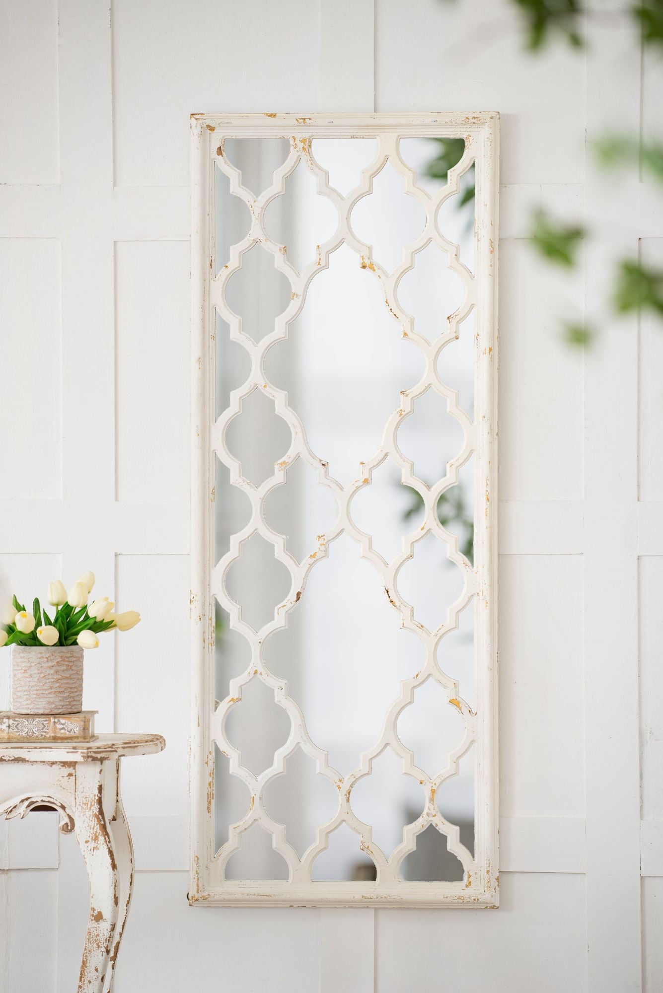 24" x 60" Distressed White Floor Mirror, Full Body Mirror for Bathroom Bedroom Living Room image 3