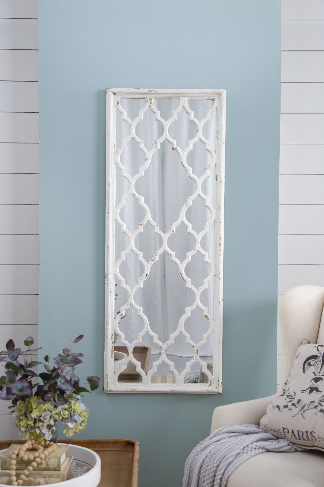 24" x 60" Distressed White Floor Mirror, Full Body Mirror for Bathroom Bedroom Living Room image 2