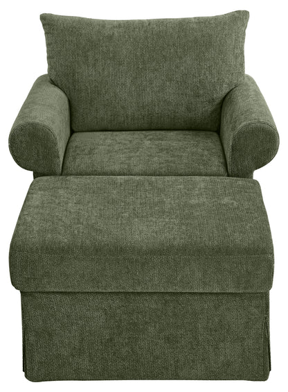 37.5" Accent Chair with Ottoman, Plush Chenille Upholstered Armchair, Stylish Single Sofa Chair for Living Room, Bedroom, Apartment image 12