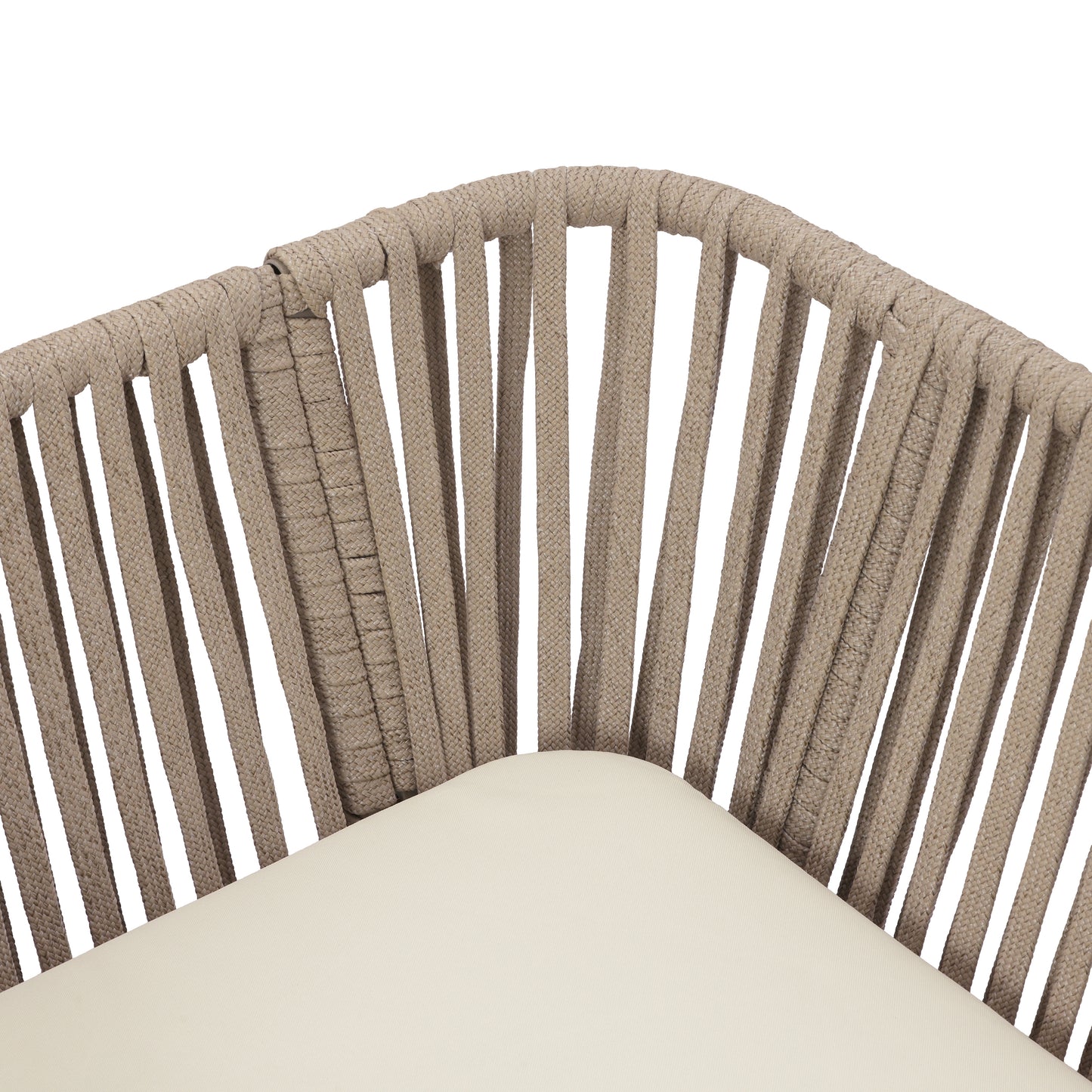 Acacia Wood Outdoor Corner Chair with Rope Back & Weather-Resistant Cushion image 9