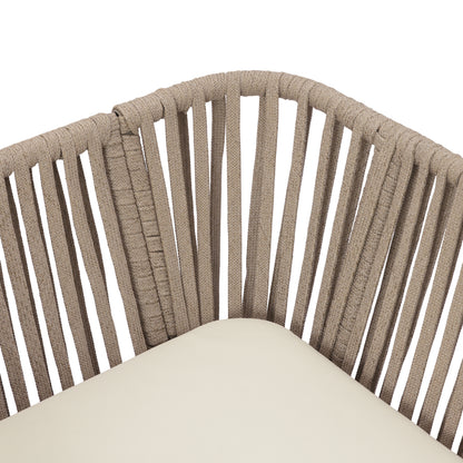Acacia Wood Outdoor Corner Chair with Rope Back & Weather-Resistant Cushion image 9