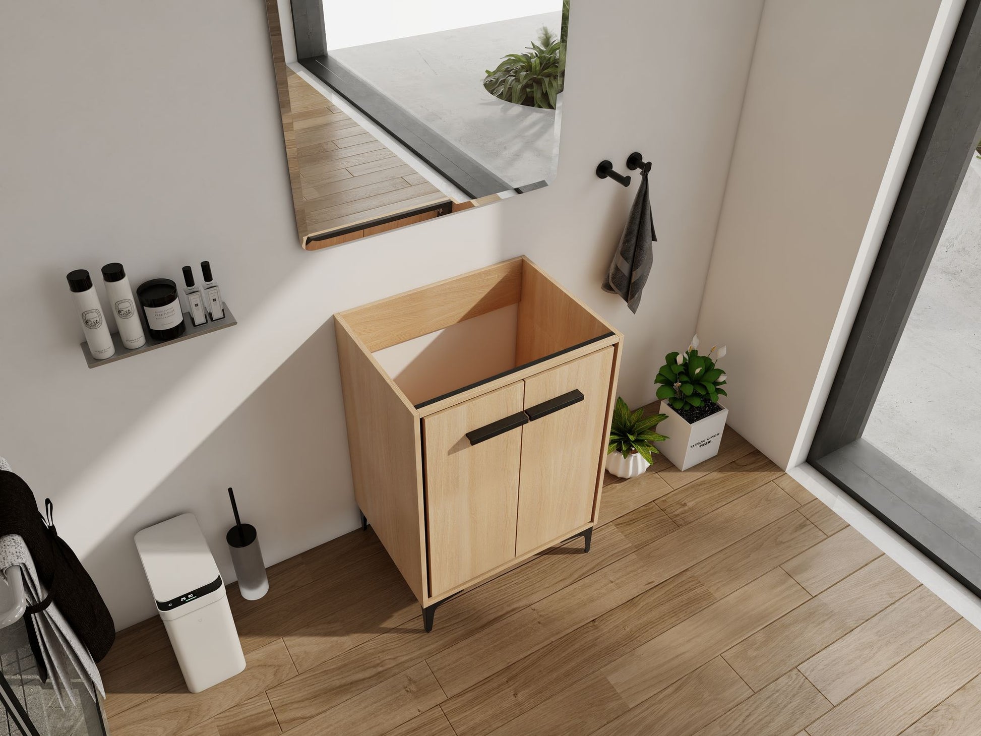 24''(23 7/16'') Bathroom Vanity without Top Sink, Modern Bathroom Storage Cabinet with 2 Soft Closing Doors, Single Sink image 6