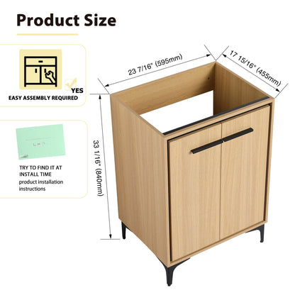 24''(23 7/16'') Bathroom Vanity without Top Sink, Modern Bathroom Storage Cabinet with 2 Soft Closing Doors, Single Sink image 11