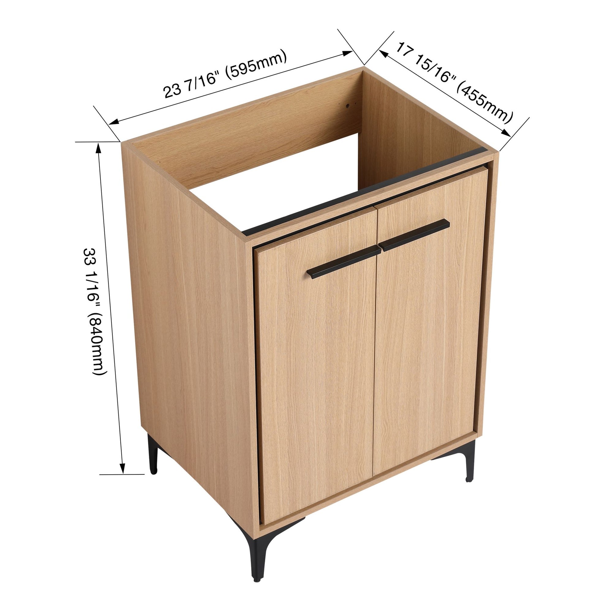 24''(23 7/16'') Bathroom Vanity without Top Sink, Modern Bathroom Storage Cabinet with 2 Soft Closing Doors, Single Sink image 13
