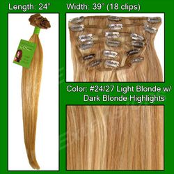 #24/27 Light Blonde w/ Dark Blonde Highlights - 24 inch Remy image 1