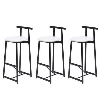 Bar Stools Kitchen Island Bar Chairs Set of 3 Metal Counter Barstools with Backrest for Dining Pub Room (Black & White) image 8