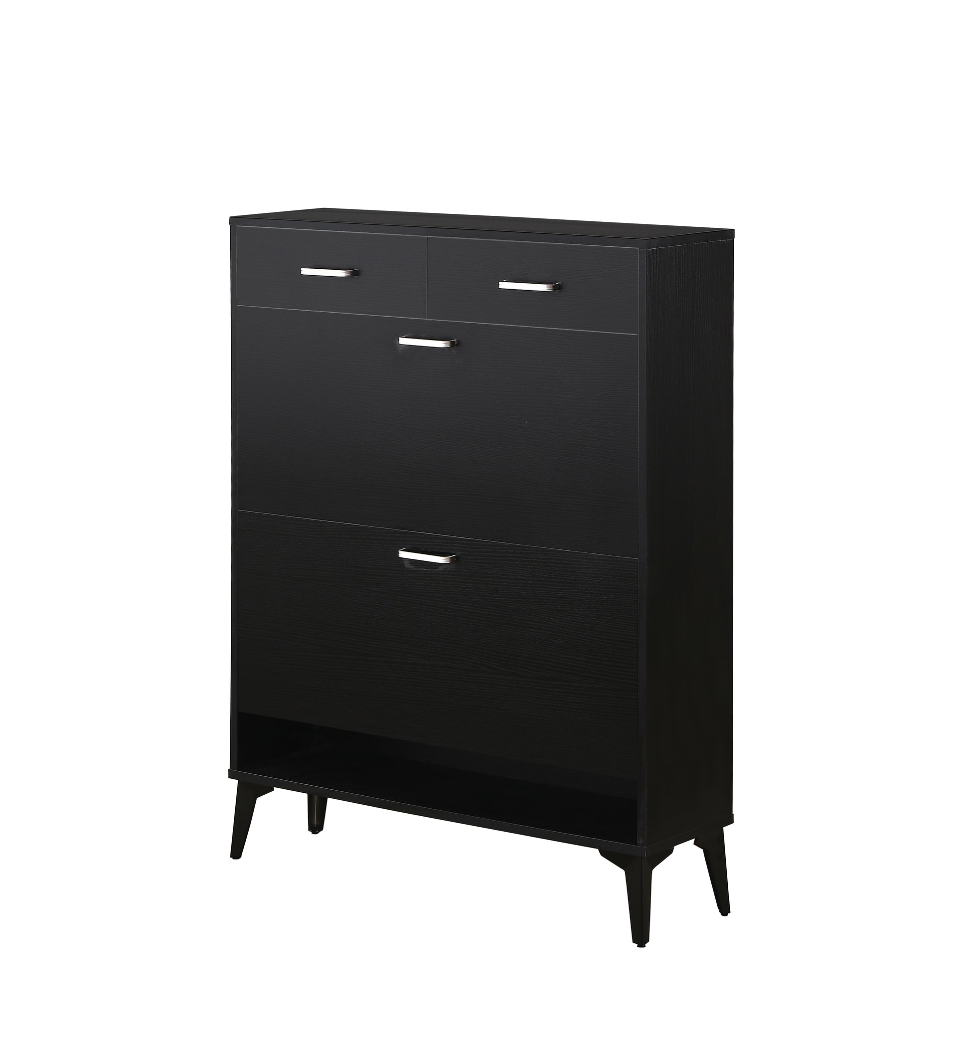 Large size Shoe Cabinet,Free Standing Tipping Bucket Shoe Rack Organizer with 2 Flip Drawers&2 Drawer,Modern Tipping Bucket for Entryway,Hallway,Bedroom-black image 10