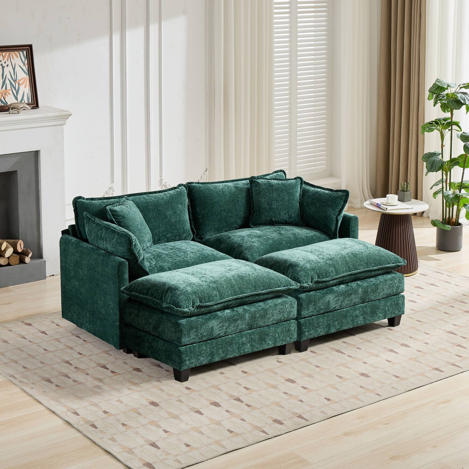 Cloud Sofa LoveSeat (Ottoman is not included), Modern Sectional Couch, for Living Room Bedroom and Apartment, Comfy Double Layer Upholstered Seat Cushion, Breathable Chenille Fabric, Green,SW5012GN image 10
