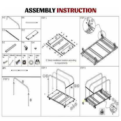 2000LBS Heavy Duty 2-in-1 Table Dolly, Adjustable Furniture Mover Cart with Multi-Slot & Flatbed Modes, 360° Swivel PU Wheels, Dual Brakes – For Drywall, Plywood, Equipment image 6