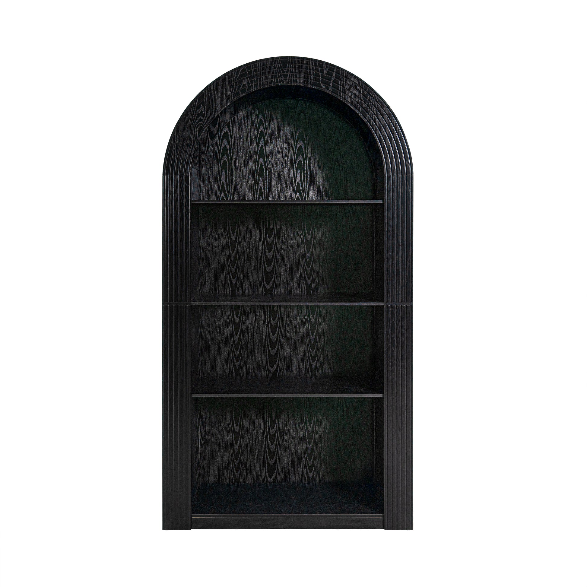 78.74" Tall Arched Bookcase, Mid Century Modern 4-Tier Arched Storage Bookcase with Open Display Storage Shelf for Dining Room, Living Room,Bedroom (Black) image 5