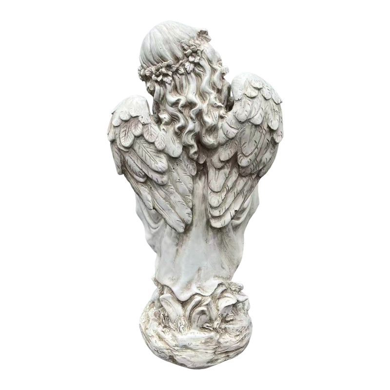 21.06" Tall Weathered Angel Cherub Garden Statue, Resin Dress Sculpture Figurine, Decorative Outdoor Yard Lawn Patio Backyard Landscape Ornament Decoration image 9