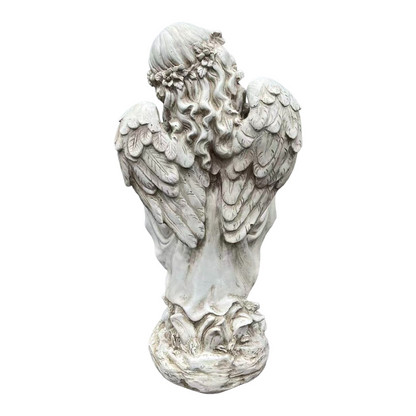 21.06" Tall Weathered Angel Cherub Garden Statue, Resin Dress Sculpture Figurine, Decorative Outdoor Yard Lawn Patio Backyard Landscape Ornament Decoration image 9