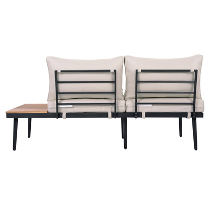 TREXM 6-Piece Outdoor Sectional Sofa Set with Round Nesting Coffee Tables and Seating Sofa with Cushions for Patio, Porch and Garden (Beige) image 10