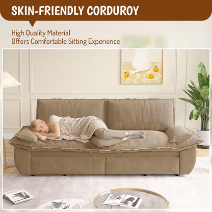 73.2" Queen Pull Out Sofa Bed,3-in-1 Convertible Sleeper Sofa,Multi-Functional Corduroy Loveseat Bed,Camel(Old sku:W1885S00234) image 11