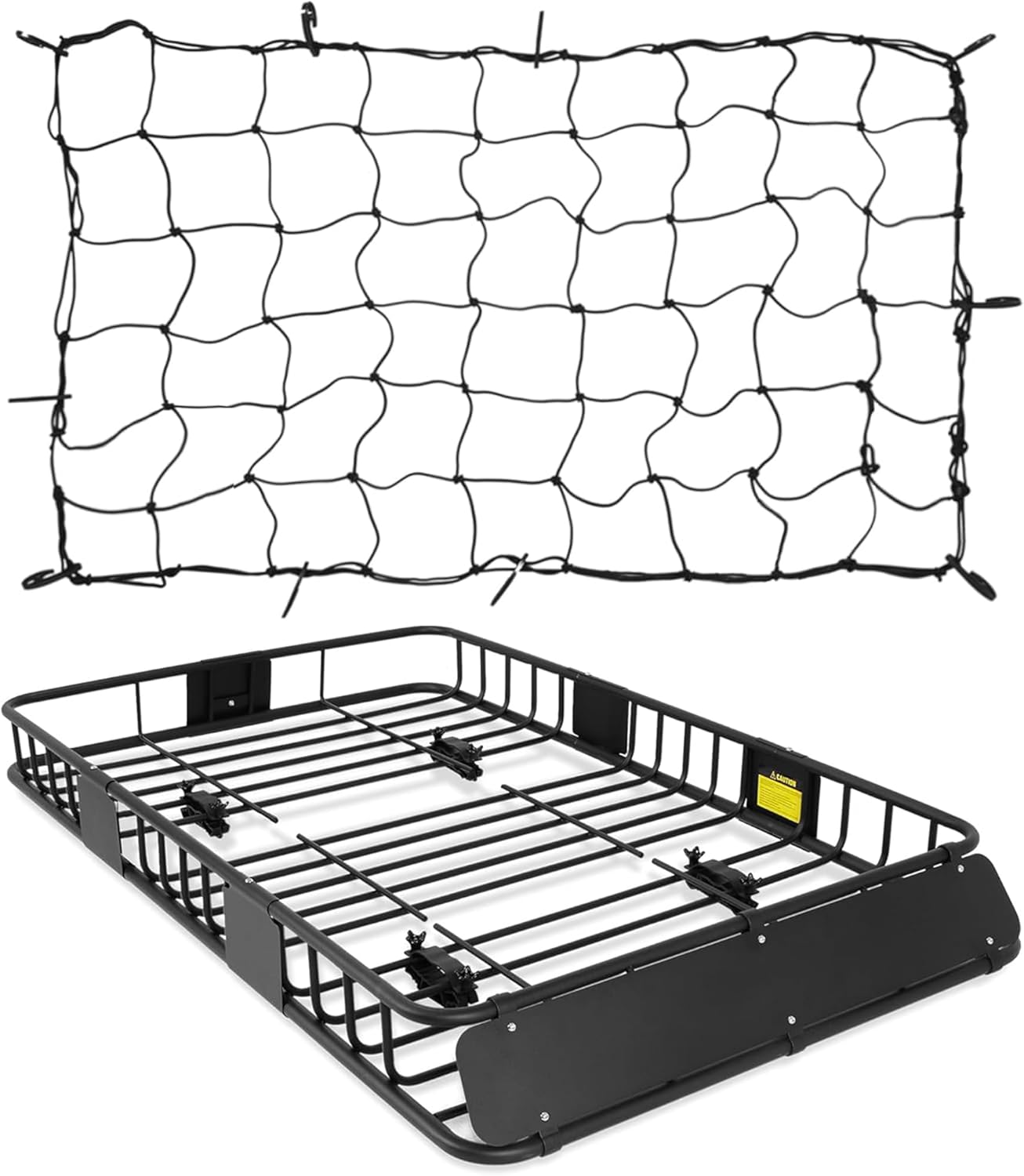 Roof Rack Basket With Net,Rooftop Steel Roof Rack,Cargo Carrier with 250 Lbs Capacity,Extension Black Car Top Luggage Holder 64"x 39" Universal for SUV/ Wagon / Seden image 1