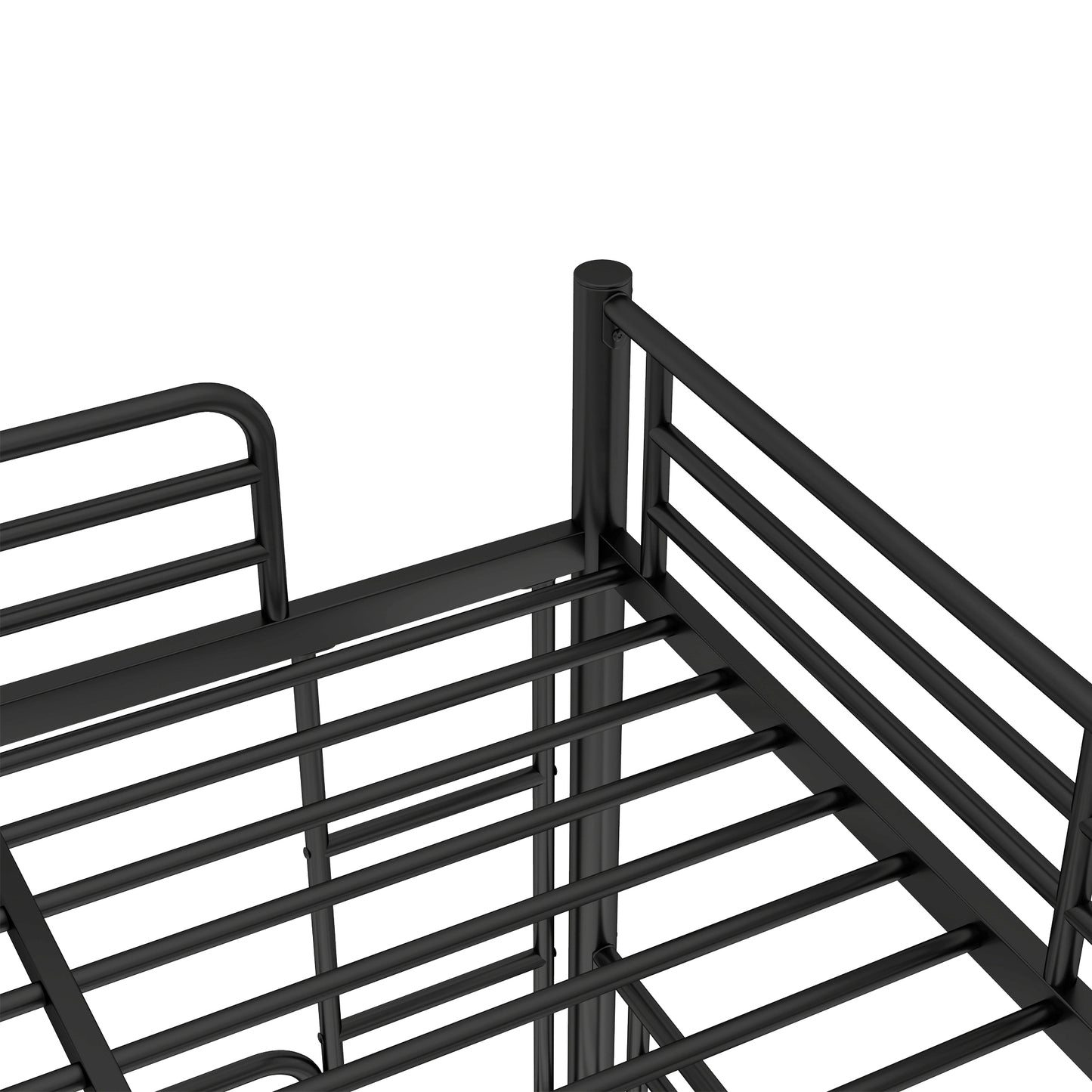 Full XL over Queen over Queen Bunk Bed, Metal Triple Bunk Bed with Safety Guardrails, Heavy-duty Bunk Bed with Noise-reduced Design, Black image 9