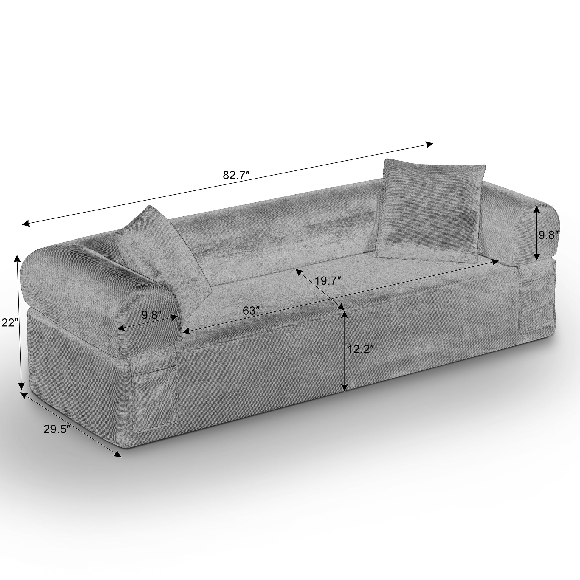 3Seater Sofa Boneless Couches,No Assembly Needed, Modern Sofa for Compact Living Rooms, Apartments, and Offices image 9