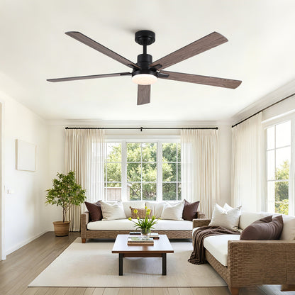 60" Ceiling Fan with Lights and Remote, Modern Farmhouse Ceiling Fan with Quiet DC Motor, 6 Speeds, Reversible Blades, Dimmable 3CCT LED Light, Indoor Outdoor Large Room Matte Black Ceiling Fan image 6