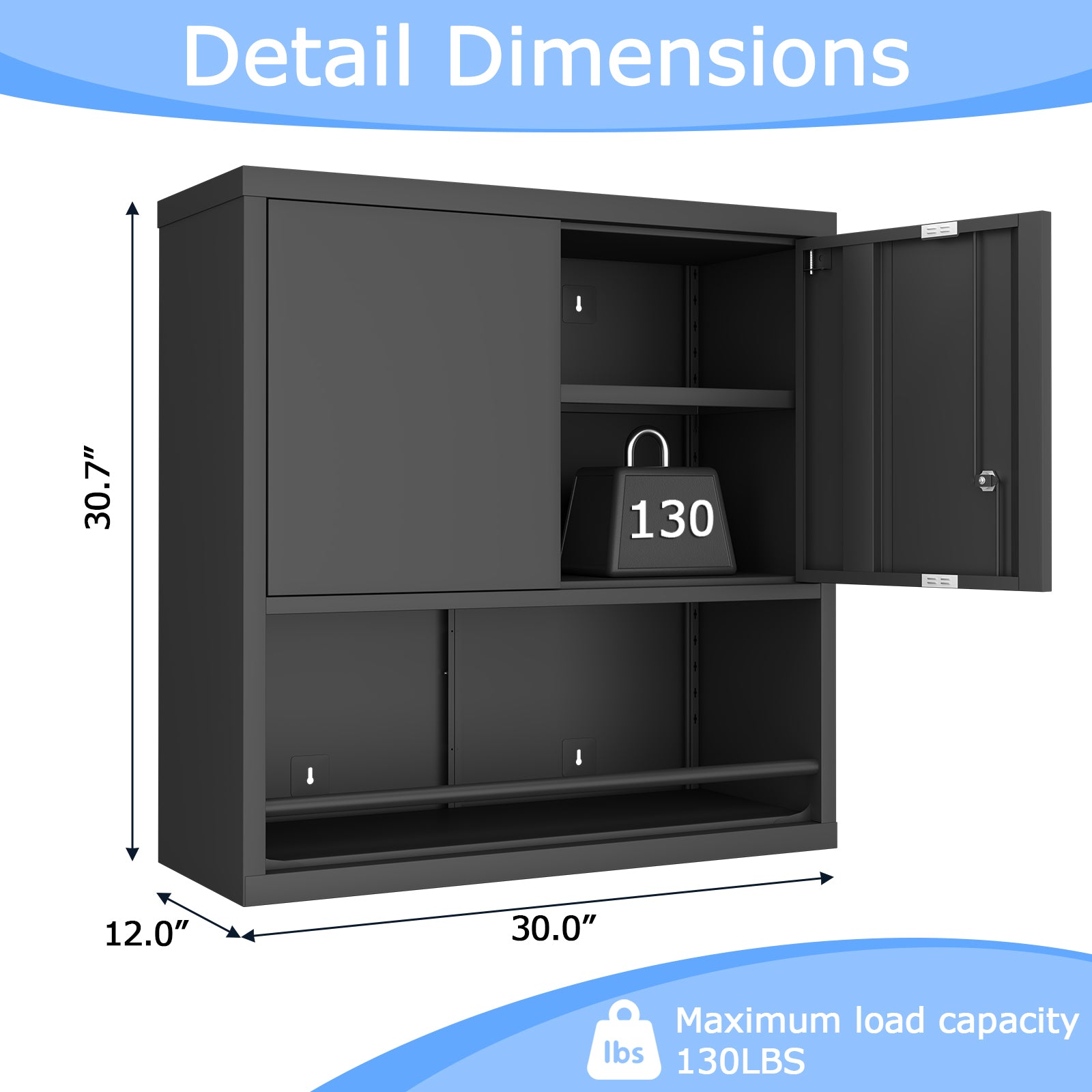 Metal Adjustable 2 Doors Metal Storage Cabinet Kitchen Pantry Cabinet With Adjustable Shelves Tall Steel Cabinet Locker For Kitchen, Living Room, Dining Room And Office image 8
