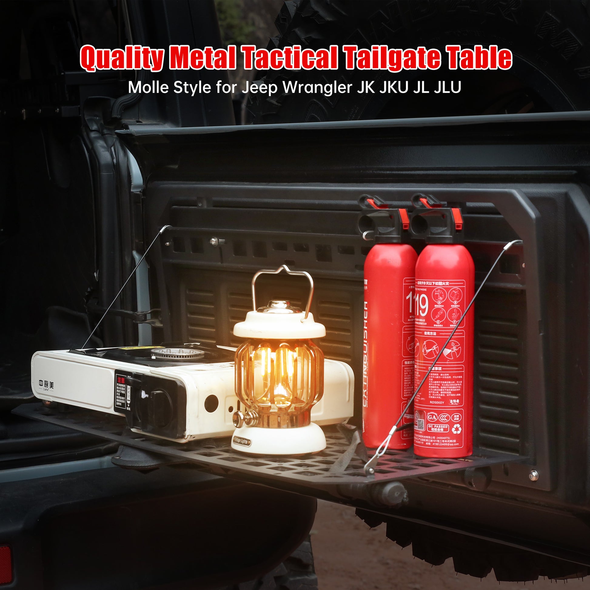 Tailgate Table Foldable Rear Cargo Shelf Compatible with Jeep Wrangler 2007-2017 JK JKU & 2018-2026 JL JLU (Not Fit JK Models with Stock Subwoofer) image 4