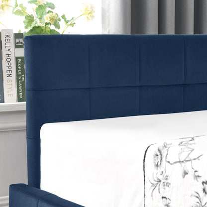 Full Size Storage Upholstered Tufted Bed Frame, Sofa Bed Frame with Comfortable Backrest and Armrests, Full Size Bed for Bedroom, Living Room,Velvet, DARK BLUE(80.5''*59''*29.5'') image 7