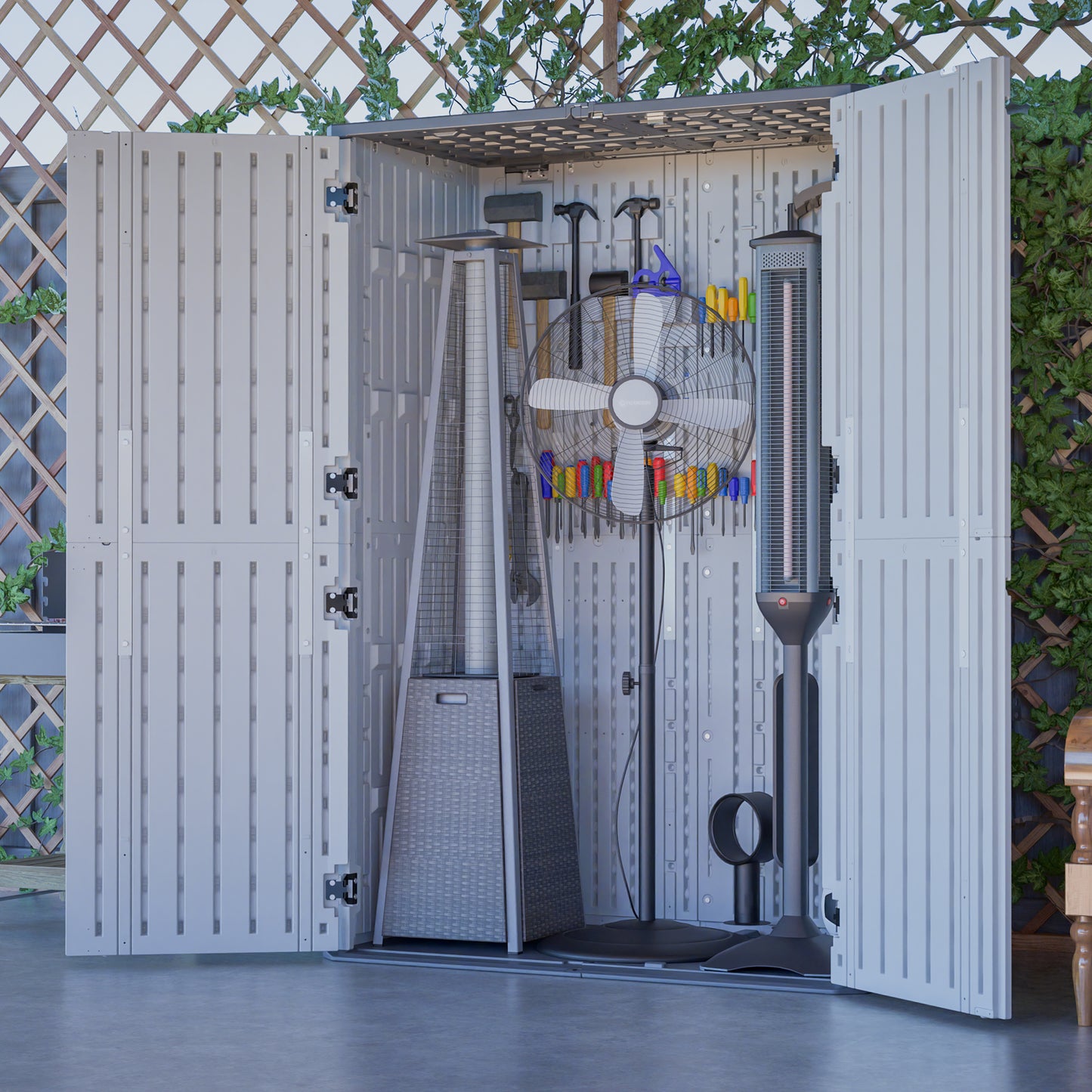Rust Proof Resin Garden Equipment Storage - Weatherproof, Spacious, UV Resistant Material, Non-Partitioned image 10