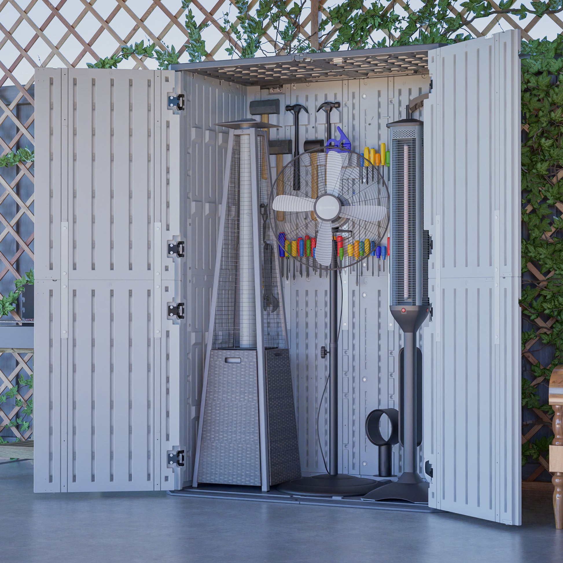 Rust Proof Resin Garden Equipment Storage - Weatherproof, Spacious, UV Resistant Material, Non-Partitioned image 10