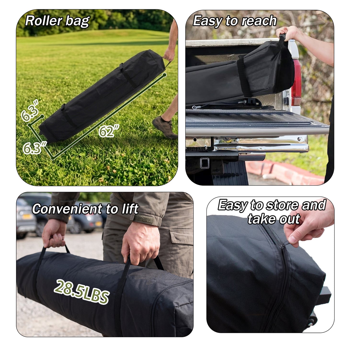 10x10 Pop Up Canopy, 3-in-1 9m Sidewall, Black Speckled Frame, Black Silver-Coated Top UPF50+ WR, 4 Heights 6.7-7.6ft, 1Sidewall+2 Windows, incl Stakes/Sandbags/Ropes/Bag for Market Camping Beach image 4