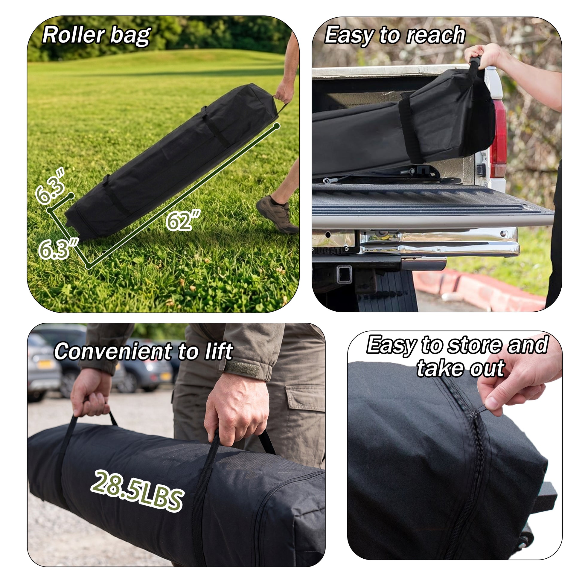 10x10 Pop Up Canopy, 3-in-1 9m Sidewall, Black Speckled Frame, Black Silver-Coated Top UPF50+ WR, 4 Heights 6.7-7.6ft, 1Sidewall+2 Windows, incl Stakes/Sandbags/Ropes/Bag for Market Camping Beach image 4