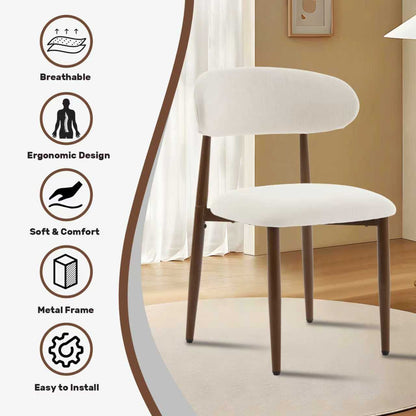 Dining Chairs Set of 2, Metal Kitchen Chairs with Modern Fabric Upholstered for Dining Room, Beige image 10
