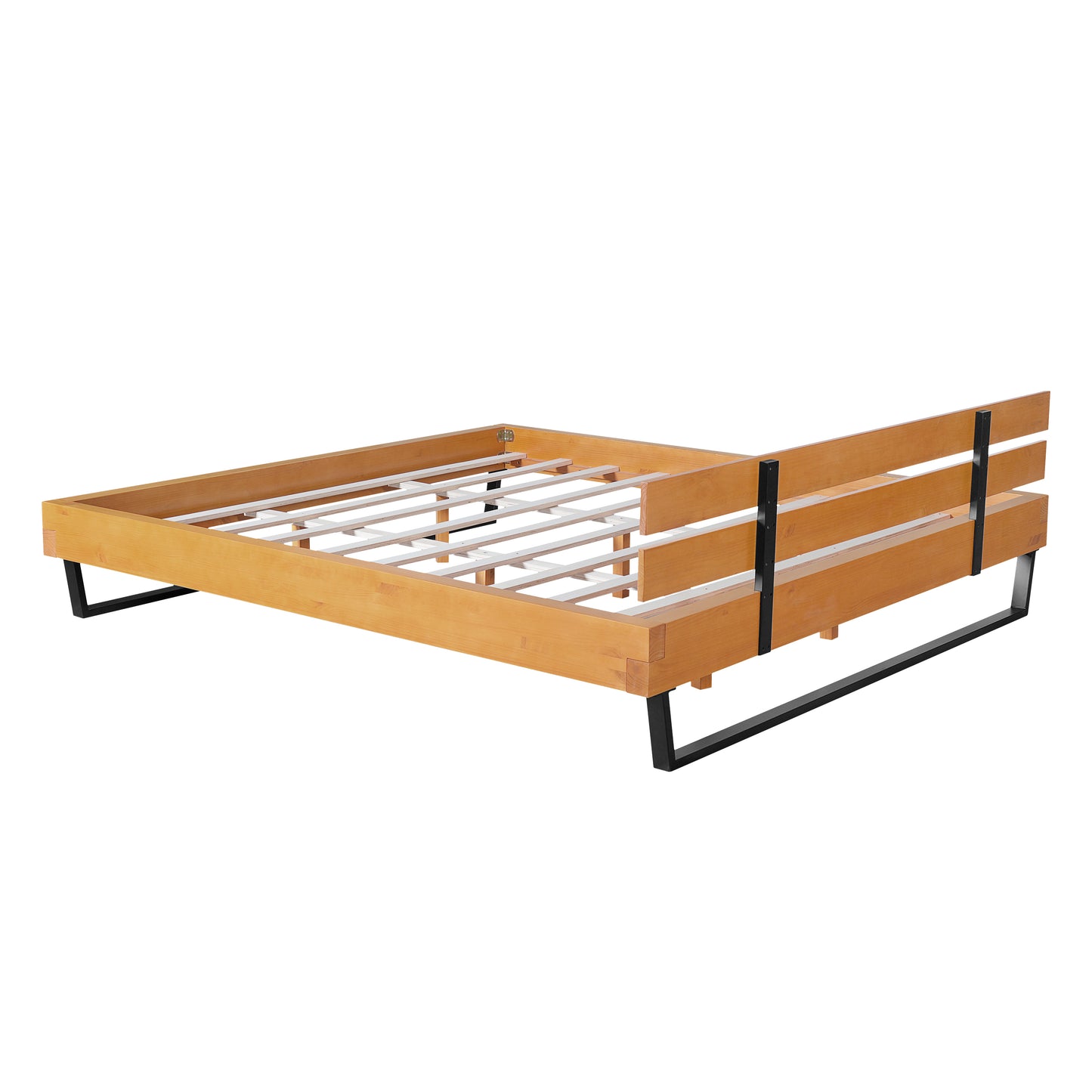 PINE WOOD BED FRAME KING SIZE,NATURAL & BLACK COLOR image 8