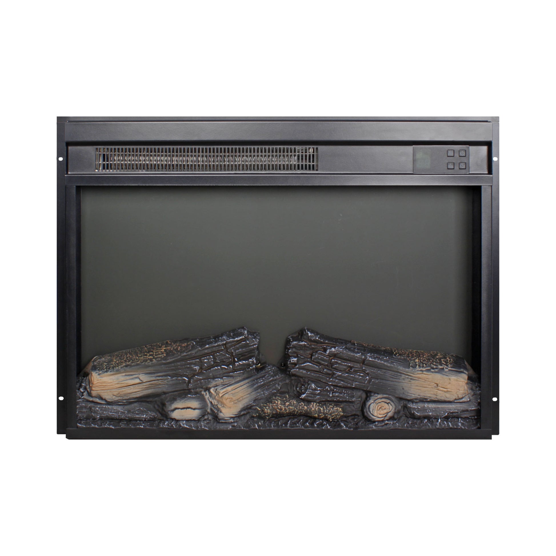 23 inch electric fireplace insert, ultra thin heater with log set & realistic flame, remote control with timer, overheating protection image 6