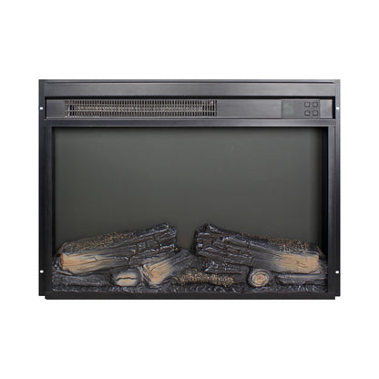 23 inch electric fireplace insert, ultra thin heater with log set & realistic flame, remote control with timer, overheating protection image 6
