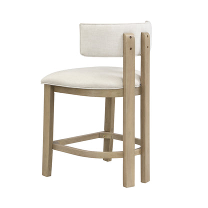 26" Counter Height Bar Stool, Upholstered Counter Stools (Set of 2)-Light Ash+beige image 4