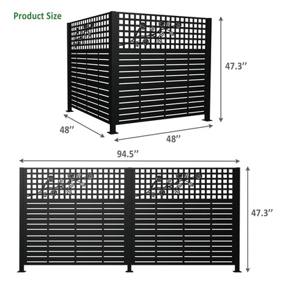 W48'' x H47.3'' x 2 Panels Metal Privacy Screen, Outdoor Privacy Panels, Trash Can Enclosure, Air Conditioner Fence, Pool Equipment Enclosure, Backyard Fencing, Rose Black image 3